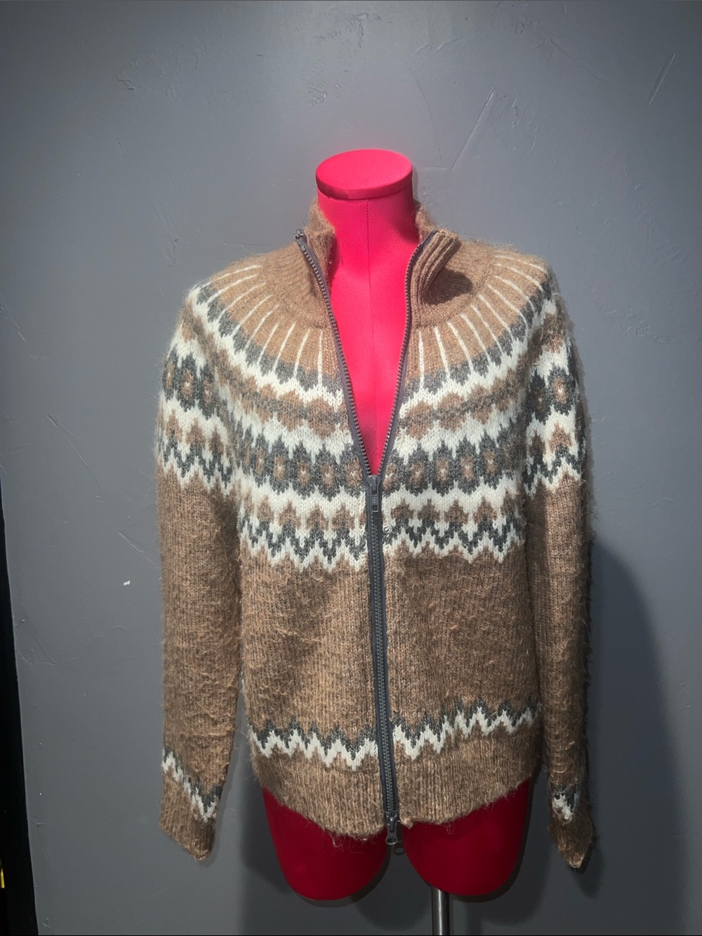 Gap Fair Isle Mockneck zip-up sweater!
